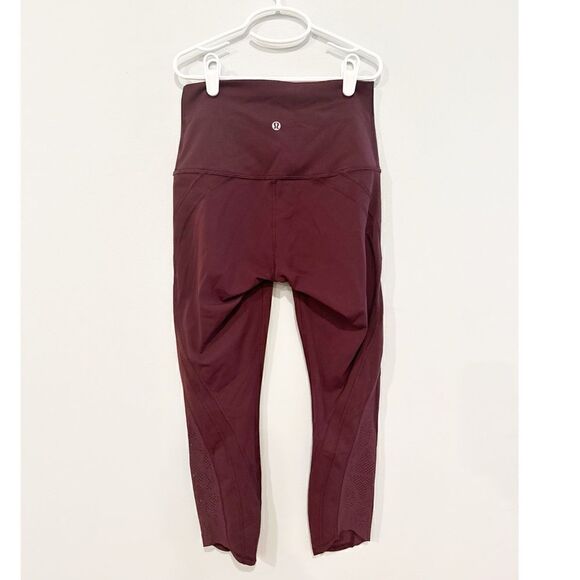 Lululemon high rise cropped tight maroon - Picture 2 of 4